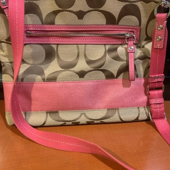 Vintage Coach Brown and Pink Signature Shoulder Bag preowned - Picture 13 of 14